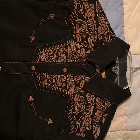 black and brown/scully button up/XL - Picture 2 of 5